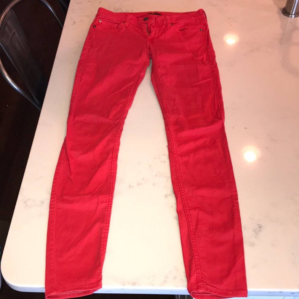 7 for all mankind red skinny jeans
